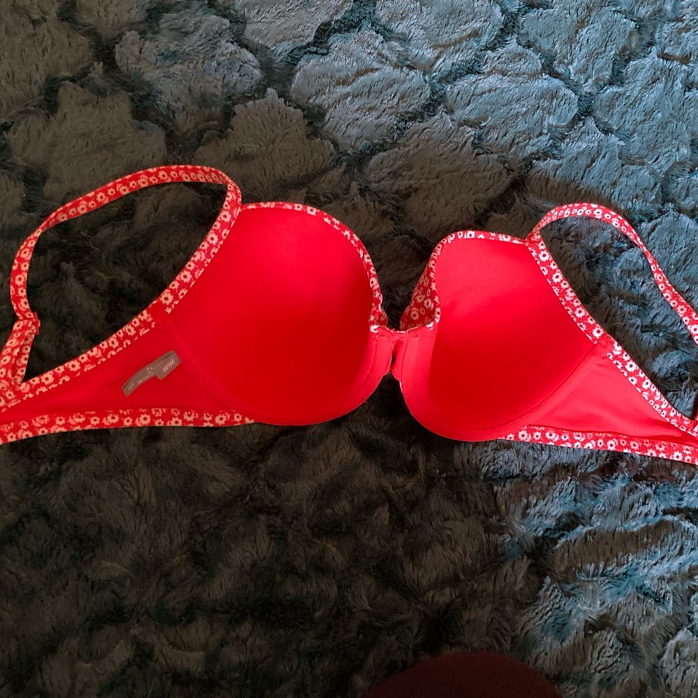 Aerie Padded Red Floral Swim Top 36DD - Picture 5 of 7